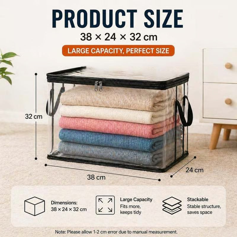✨Large Heavy-🛒Duty Thick Clear Storage Bag for Clothes, Moving & Storage💪-Viral